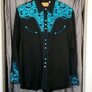 Mens Scully embroidered western shirt